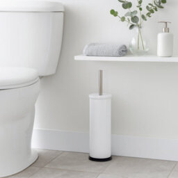 Harbour Housewares White Toilet Brush And Holder - Round Brush With Non Slip Base Rust Resistant Toilet Cleaning Brush Set - thumbnail 7