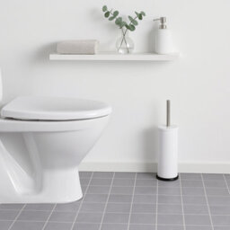 Harbour Housewares White Toilet Brush And Holder - Round Brush With Non Slip Base Rust Resistant Toilet Cleaning Brush Set - thumbnail 6