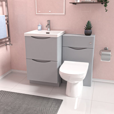 Nes Home Matte Grey 1000mm Freestanding Basin Wc Vanity Unit & Btw Toilet - image 1