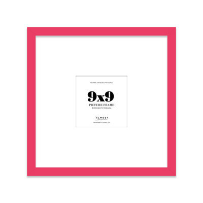 "9X9"" Bright Pink Picture Frame - 9X9"" Square Frame With 6X6"" Mount For 9X9""/6X6"" Pictures Art Deco Style Room Decor, 1 Pack" - image 1