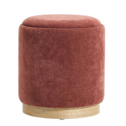 Nordlys Pouf With Storage Side Table In Fabric Terracotta