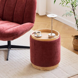 Nordlys Pouf With Storage Side Table In Fabric Terracotta - thumbnail 8