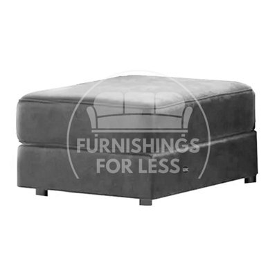 Furnishings For Less UK Fernando Plush Velvet Foam Filled Grey Footstool Sofa Accessory