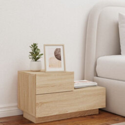 Berkfield Bedside Cabinet With Led Lights Sonoma Oak 70X36X40.5 Cm - thumbnail 3