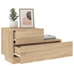 Berkfield Bedside Cabinet With Led Lights Sonoma Oak 70X36X40.5 Cm - thumbnail 4
