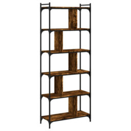 Berkfield Industrial Bookcase 6-Tier Smoked Oak 76X32X192 Cm Engineered Wood - thumbnail 6