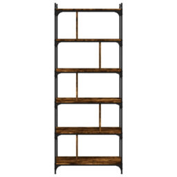 Berkfield Industrial Bookcase 6-Tier Smoked Oak 76X32X192 Cm Engineered Wood - thumbnail 4