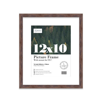 "12X10"" Walnut Frame With Mount For 9X7"" Pictures 20mm Thin Edge Portrait And Landscape Display With Wall Hooks And Kickstand" - image 1