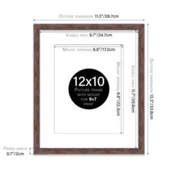 "12X10"" Walnut Frame With Mount For 9X7"" Pictures 20mm Thin Edge Portrait And Landscape Display With Wall Hooks And Kickstand" - thumbnail 2