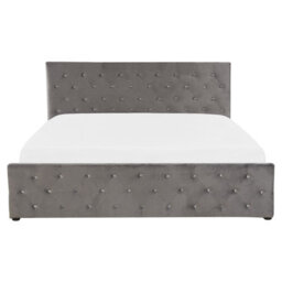 Beliani Ottoman Bed Velvet Amiens 160 X 200 Cm (Eu King Size) Grey - thumbnail 8