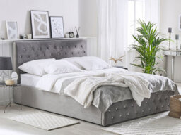 Beliani Ottoman Bed Velvet Amiens 160 X 200 Cm (Eu King Size) Grey - thumbnail 2