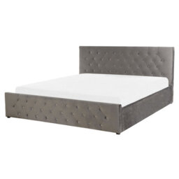 Beliani Ottoman Bed Velvet Amiens 160 X 200 Cm (Eu King Size) Grey - thumbnail 6
