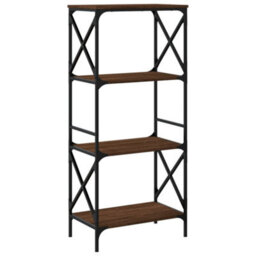 Berkfield Bookcase 4-Tier Brown Oak 59X35X132 Cm Engineered Wood - thumbnail 6