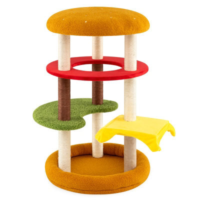 Costway 106 Cm Tall Modern Cat Tree Multi-Level Kitten Tower W/ Padded Perch Spacious Bed - image 1