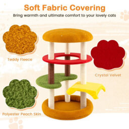 Costway 106 Cm Tall Modern Cat Tree Multi-Level Kitten Tower W/ Padded Perch Spacious Bed - thumbnail 8
