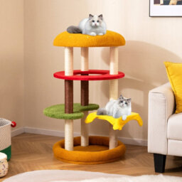 Costway 106 Cm Tall Modern Cat Tree Multi-Level Kitten Tower W/ Padded Perch Spacious Bed - thumbnail 3
