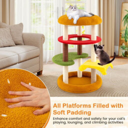 Costway 106 Cm Tall Modern Cat Tree Multi-Level Kitten Tower W/ Padded Perch Spacious Bed - thumbnail 7