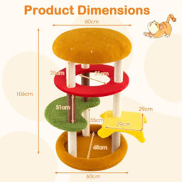 Costway 106 Cm Tall Modern Cat Tree Multi-Level Kitten Tower W/ Padded Perch Spacious Bed - thumbnail 2