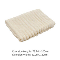Living And Home Luxurious Elegant Fluffy Comfortable Striped Throw Blanket Beige 200Cm W X 150Cm D - thumbnail 8