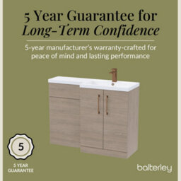 Balterley Right-Hand Bathroom Vanity And Wc Unit Combination With Basin - 1100mm - Woodgrain Mid Oak With Brushed Bronze Handles - thumbnail 6