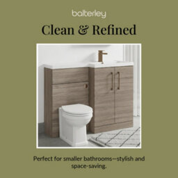 Balterley Right-Hand Bathroom Vanity And Wc Unit Combination With Basin - 1100mm - Woodgrain Mid Oak With Brushed Bronze Handles - thumbnail 7