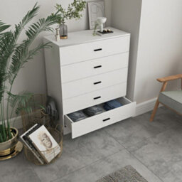 Urbn-Living Urbnliving Height 90.5Cm 5 Drawer Wooden Bedroom Chest Cabinet Modern White Carcass And White Drawers Wide Storage Cupboard Closet - thumbnail 3