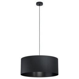 Large Round Black Fabric Pendant Ceiling Light With E27 Bulb Socket - thumbnail 1