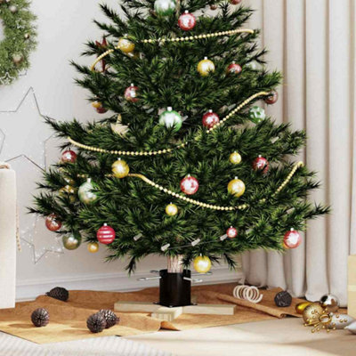 Vidaxl Christmas Tree Stand 1.73 Black 50 X 50 X 16 Cm Solid Pine Wood - image 1