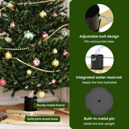 Vidaxl Christmas Tree Stand 1.73 Black 50 X 50 X 16 Cm Solid Pine Wood - thumbnail 8
