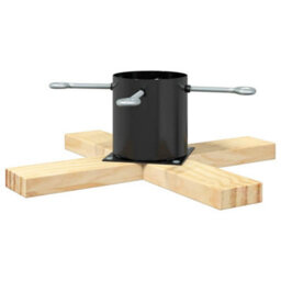 Vidaxl Christmas Tree Stand 1.73 Black 50 X 50 X 16 Cm Solid Pine Wood - thumbnail 2