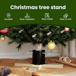 Vidaxl Christmas Tree Stand 1.73 Black 50 X 50 X 16 Cm Solid Pine Wood - thumbnail 7