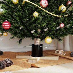 Vidaxl Christmas Tree Stand 1.73 Black 50 X 50 X 16 Cm Solid Pine Wood - thumbnail 4