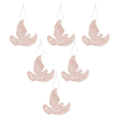 Christmas Tree Decoration Hanging Glitter Dove 6 20X11. Rose Gold - image 1