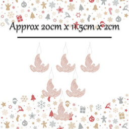Christmas Tree Decoration Hanging Glitter Dove 6 20X11. Rose Gold - thumbnail 2