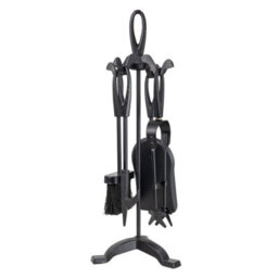 Jvl Jennings 4 Piece Fireplace Companion Set Fire Tools Stand Black - thumbnail 1