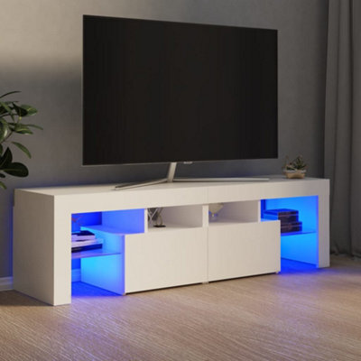 Walplus Tv Cabinet With Led Lights White 140X36.5X40 Cm - image 1