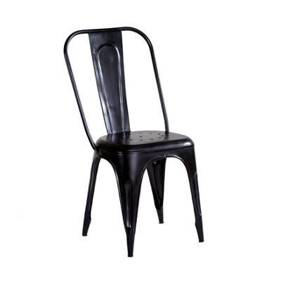 Kingwood Up Cycled Industrial Reclaimed Metal Vintage Dining Chairs In Black - Set Of 2 - image 1