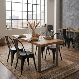 Kingwood Up Cycled Industrial Reclaimed Metal Vintage Dining Chairs In Black - Set Of 2 - thumbnail 3