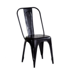Kingwood Up Cycled Industrial Reclaimed Metal Vintage Dining Chairs In Black - Set Of 2 - thumbnail 1
