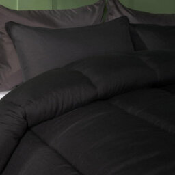 Ohs Soft Coverless 10.5 Tog Duvet Set Pillowcase Quilted Cover, Jet Black - Single - thumbnail 2