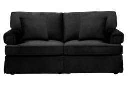 Orsina Two Seat Black Velvet Sofa, Plush Black Velvet Upholstery With Wooden Base And Key Style Padded Arms - thumbnail 5