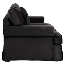 Orsina Two Seat Black Velvet Sofa, Plush Black Velvet Upholstery With Wooden Base And Key Style Padded Arms - thumbnail 3