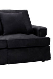 Orsina Two Seat Black Velvet Sofa, Plush Black Velvet Upholstery With Wooden Base And Key Style Padded Arms - thumbnail 2