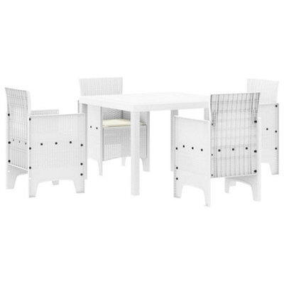 Berkfield Modern Garden Dining Set 5 Pcs White Polt Rattan - image 1