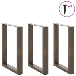 Berkfield Dining Table Legs U-Shaped 3 Pcs Natural Steel 70X(72-73) Cm Steel - thumbnail 3