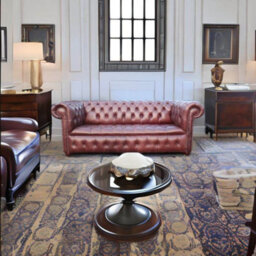 Chesterfield 3 Seater Buttoned Seat Sofa Old English Hazel Real Leather In Classic Style - thumbnail 4