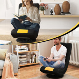 Costway 360 Swivel Gaming Chair Folding Floor Sofa Lazy Sofa Lounge Chair-Yellow - thumbnail 4
