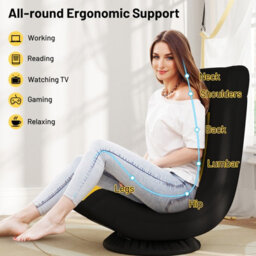 Costway 360 Swivel Gaming Chair Folding Floor Sofa Lazy Sofa Lounge Chair-Yellow - thumbnail 6