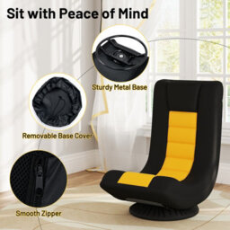 Costway 360 Swivel Gaming Chair Folding Floor Sofa Lazy Sofa Lounge Chair-Yellow - thumbnail 9