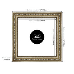 5X5 Champaign Ornate Picture Frame (12.7 X 12.7Cm) Poster, Photo, Artwork, Gallery Wall Or Print - thumbnail 2